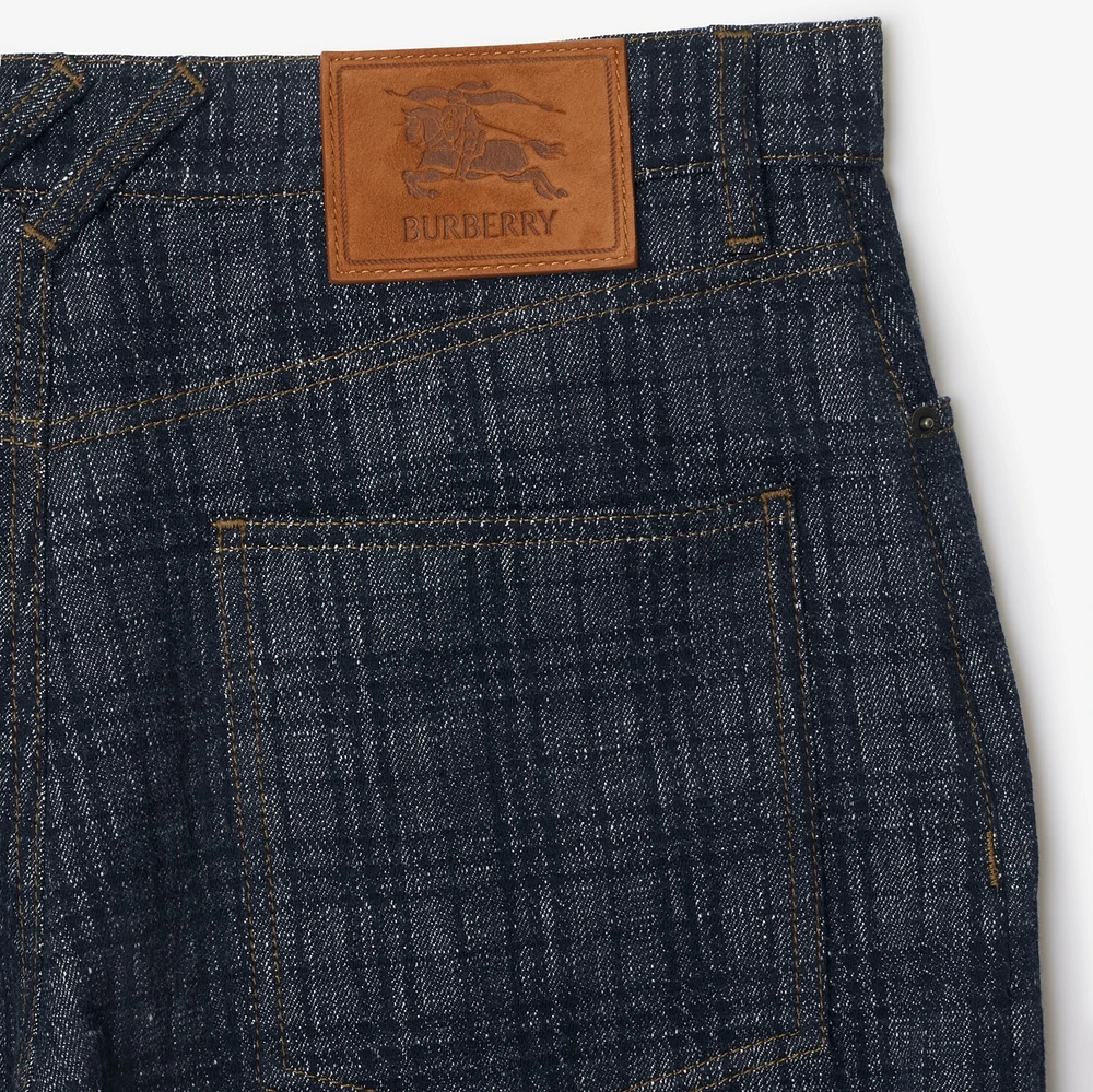 Check Denim Shorts in Indigo blue - Men | Burberry® Official