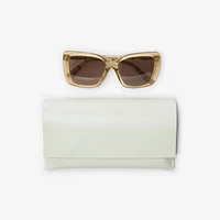 Tubular Check Square Sunglasses​ in Buff - Women | Burberry® Official