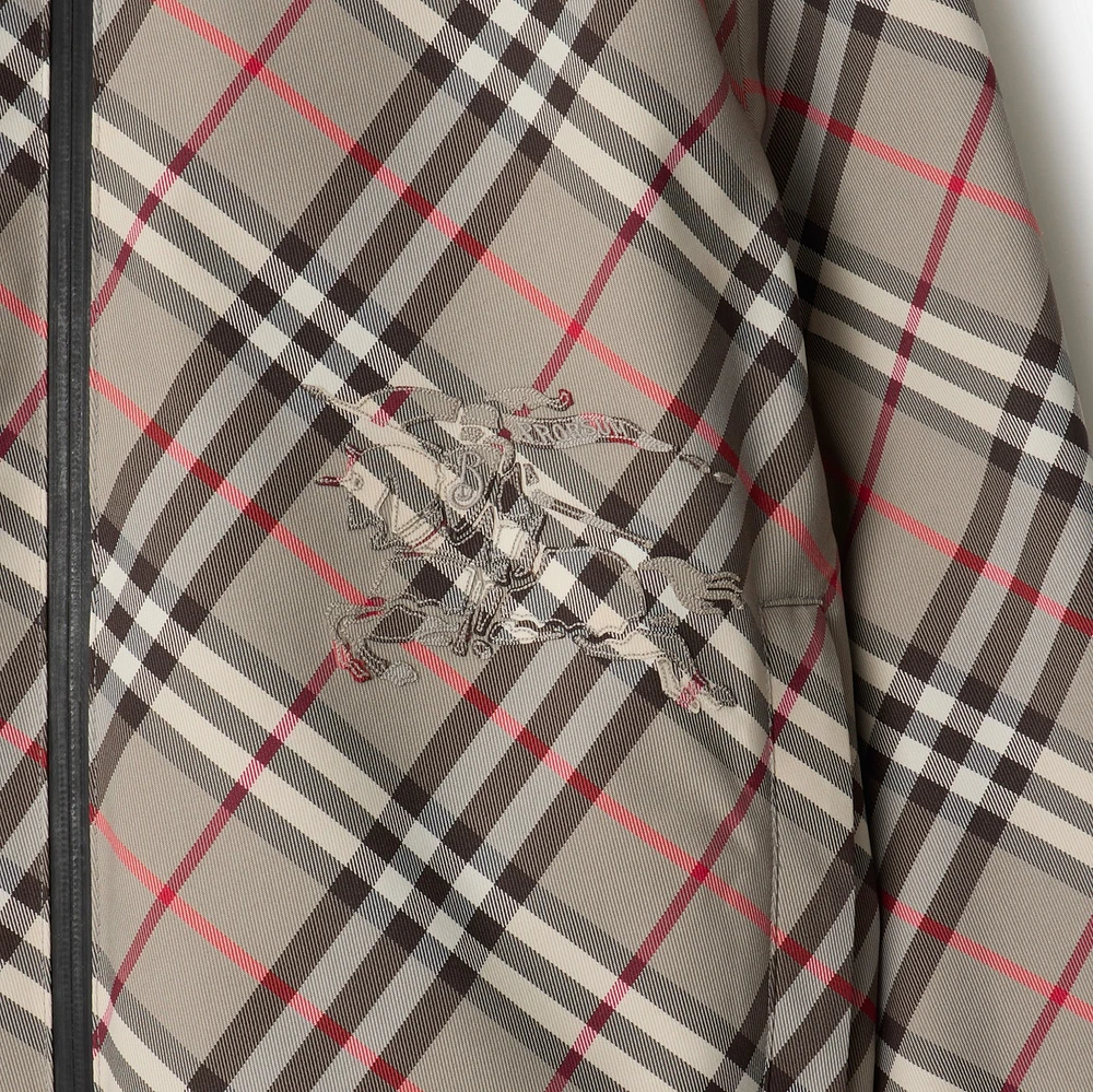 Cropped Reversible Check Jacket in Mauve grey - Women, Nylon | Burberry® Official