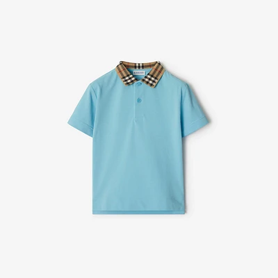 Check Collar Cotton Polo Shirt in Lizard | Burberry® Official