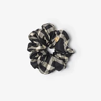 Check Silk Scrunchie in Black/calico | Burberry® Official