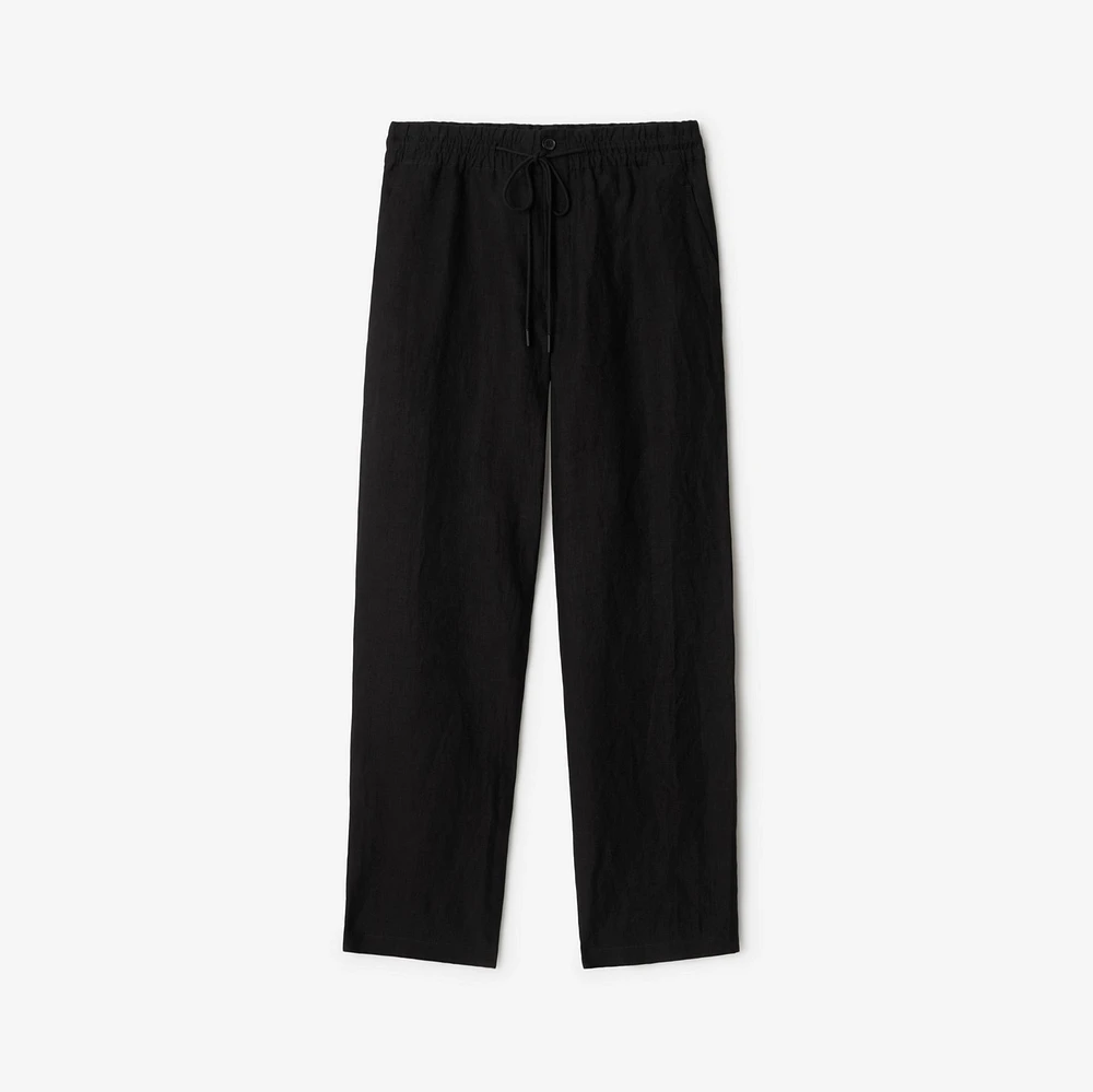 Linen Trousers in Black - Men | Burberry® Official