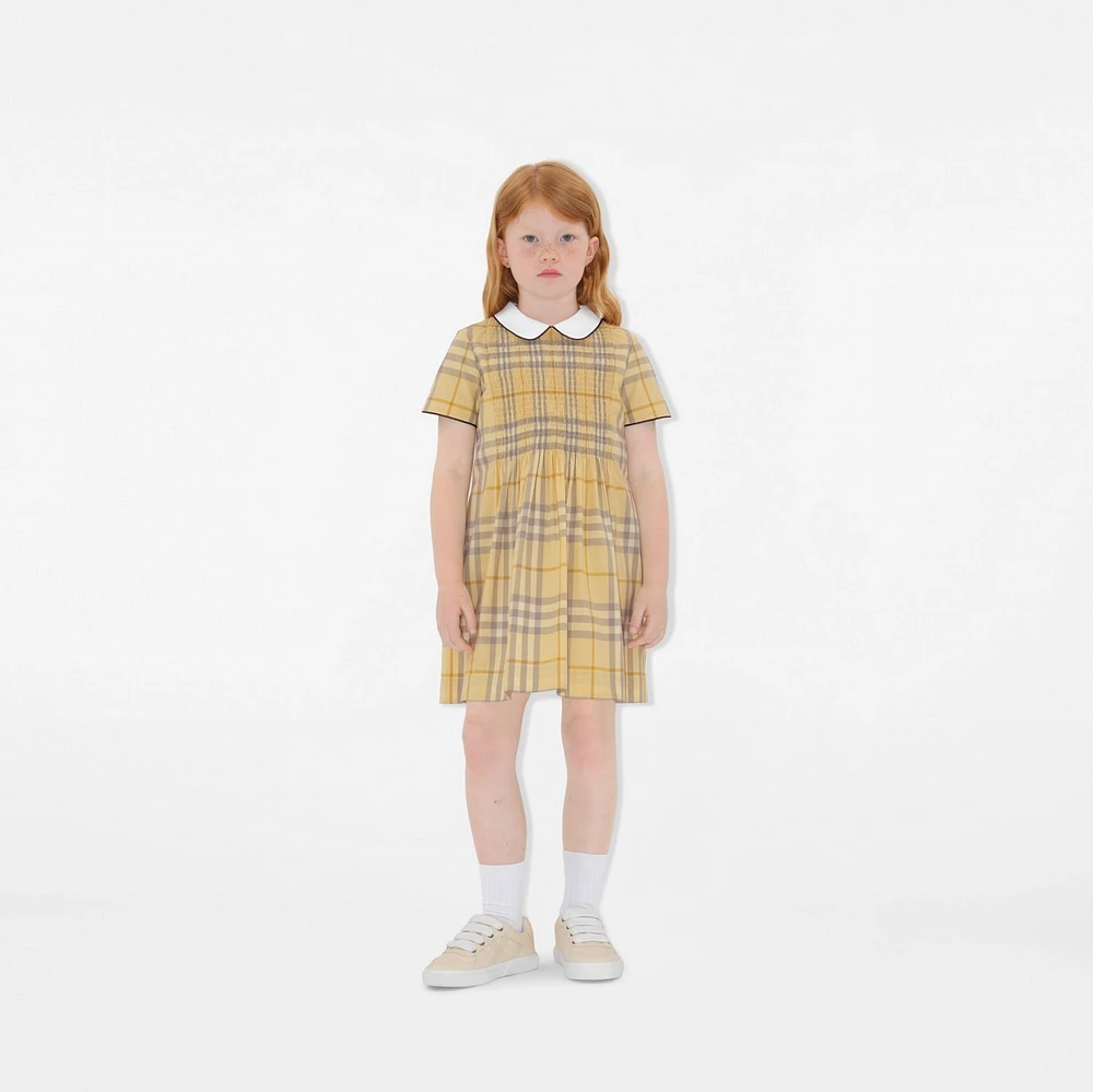 Check Cotton Dress in Drum | Burberry® Official