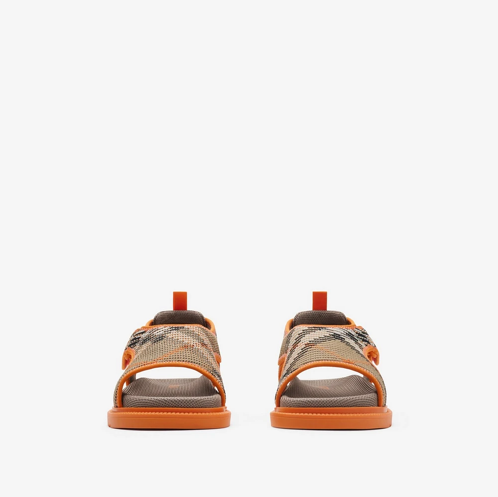 Check Knit Sandals in Sand - Children | Burberry® Official