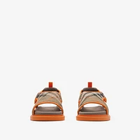 Check Knit Sandals in Sand - Children | Burberry® Official
