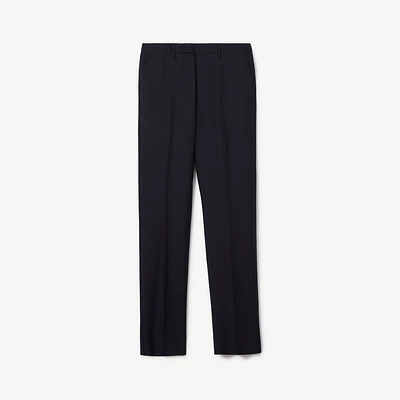 Wool Mohair Tailored Trousers in Navy - Men | Burberry® Official