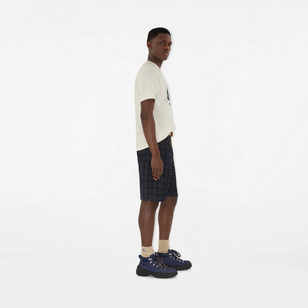 Check Denim Shorts in Indigo blue - Men | Burberry® Official