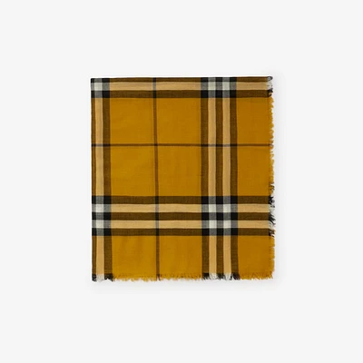 Wide Check Wool Scarf in Teak | Burberry® Official