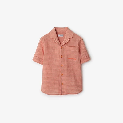 Gingham Cotton Shirt in Orange red | Burberry® Official