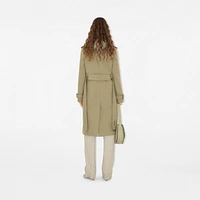 Long Gabardine Trench Coat in Skylark - Women, Cotton | Burberry® Official