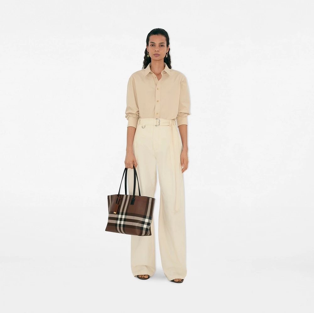 Medium Check Tote in Dark birch brown - Women | Burberry® Official