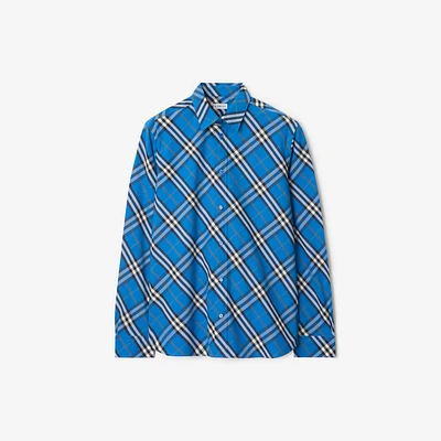 Check Cotton Shirt in Hyacinth blue - Men | Burberry® Official