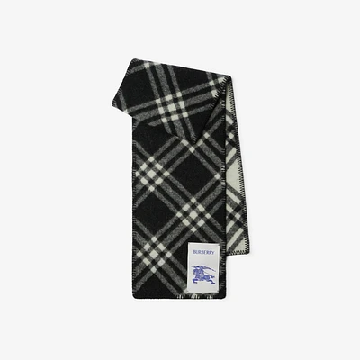 Check Wool Scarf in Black | Burberry® Official