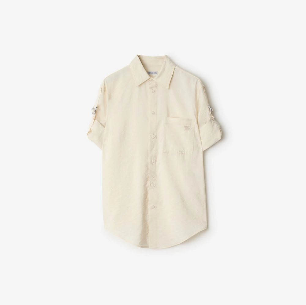 Regular Fit Silk Blend Shirt in Off white - Women, Nylon | Burberry® Official