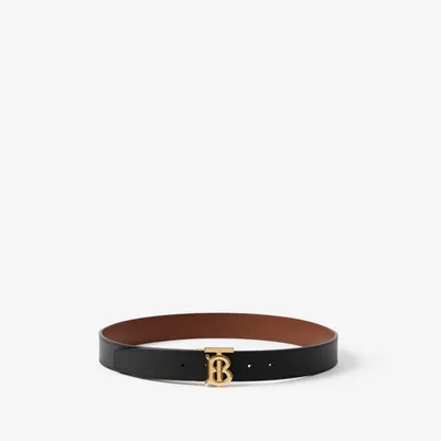 Leather Reversible TB Belt in Black/tan/light gold - Men | Burberry® Official
