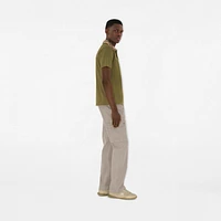 Check Collar Cotton Polo Shirt in Estate green - Men | Burberry® Official