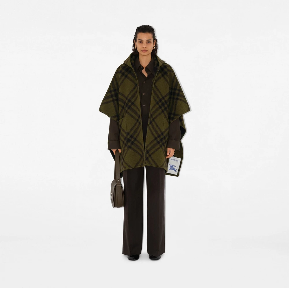 Reversible Check Wool Cape in Camp | Burberry® Official