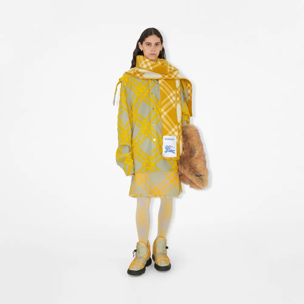 Check Wool Hooded Scarf in Pear | Burberry® Official