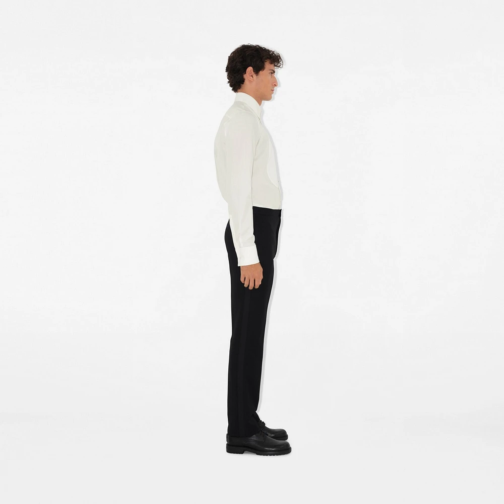 Slim Fit Cotton Silk Tuxedo Shirt in Natural white - Men | Burberry® Official