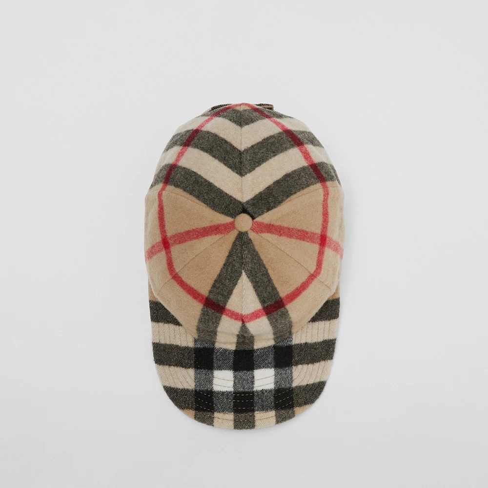 Exaggerated Check Wool Baseball Cap in Archive beige - Men | Burberry® Official