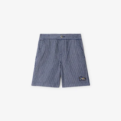 Striped Denim Shorts in Dark navy | Burberry® Official