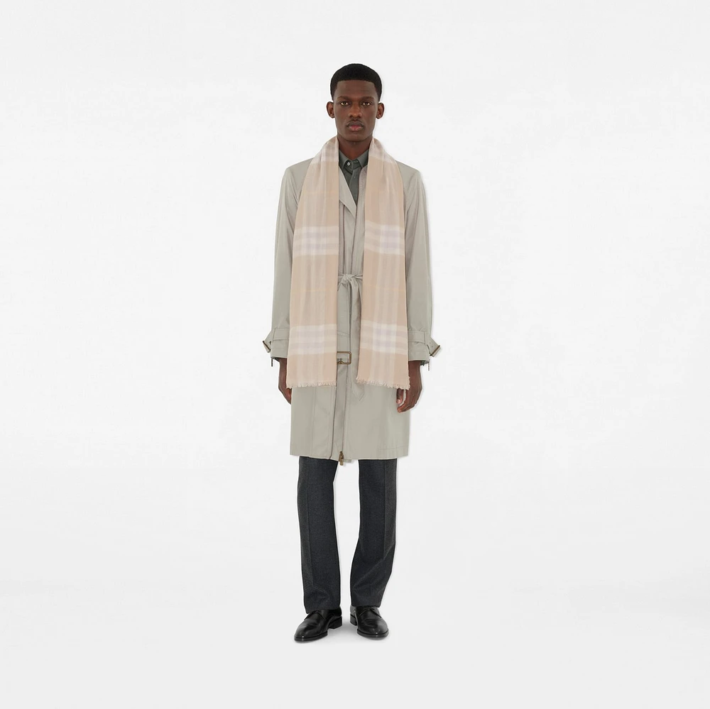 Wide Check Wool Scarf in Smoke | Burberry® Official