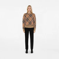 Check Wool Mohair Blend Sweater in Sand - Women, Nylon | Burberry® Official