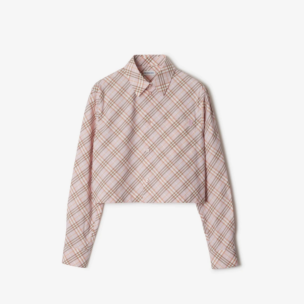 Cropped Check Cotton Shirt in Floss - Women | Burberry® Official