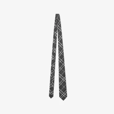 Check Silk Tie in Charcoal Grey - Men | Burberry® Official
