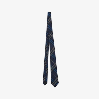 Check Silk Tie in Ink blue - Men | Burberry® Official