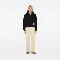 Check Label Cotton Zip Hoodie in Black - Women | Burberry® Official
