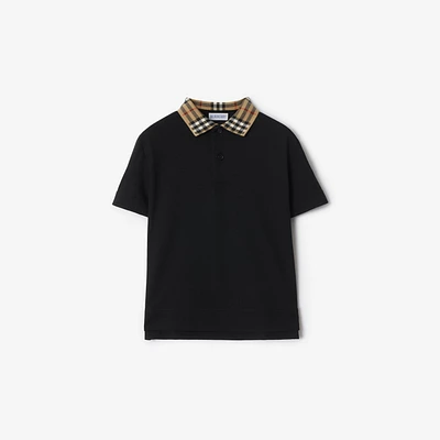 Check Collar Cotton Polo Shirt in | Burberry® Official