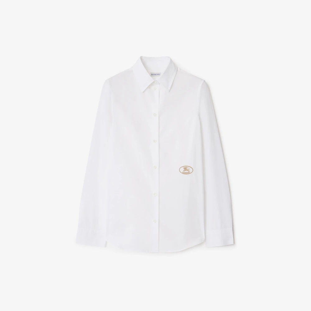 Slim Fit Cotton Poplin Shirt in White - Women | Burberry® Official