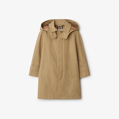 Cotton Hooded Car Coat in Sand | Burberry® Official