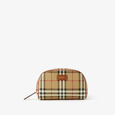 Small Check Travel Pouch in Archive beige
