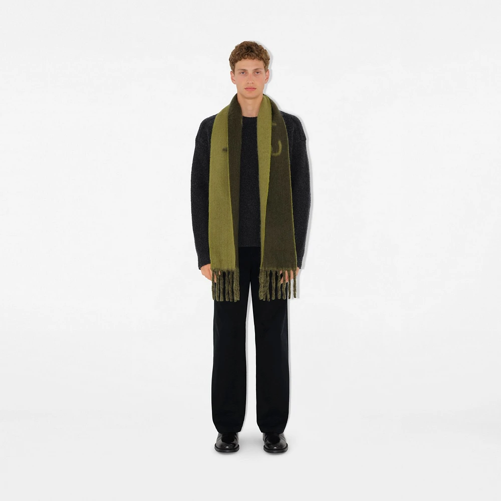 Reversible Logo Alpaca Wool Blend Scarf in Acre | Burberry® Official
