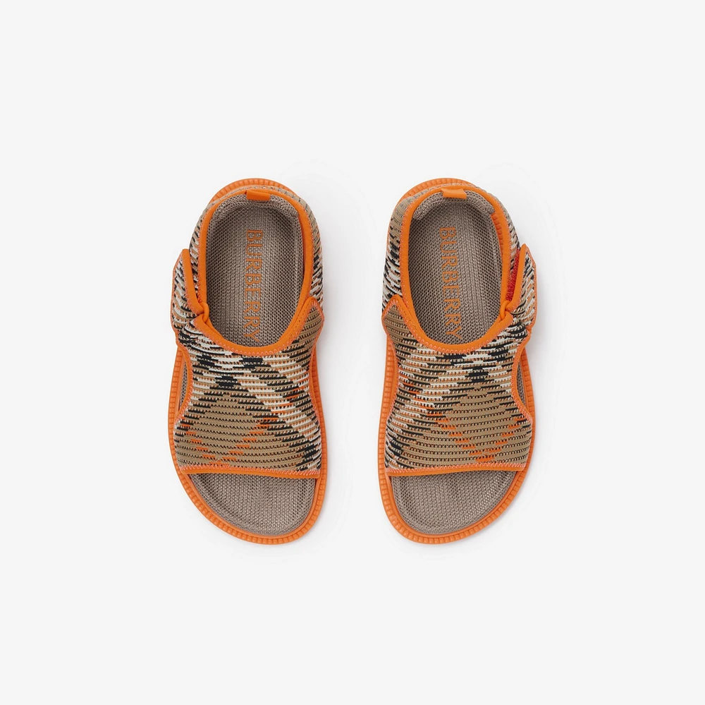 Check Knit Sandals in Sand - Children | Burberry® Official