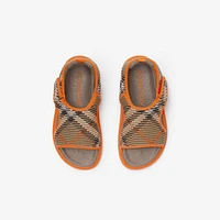 Check Knit Sandals in Sand - Children | Burberry® Official