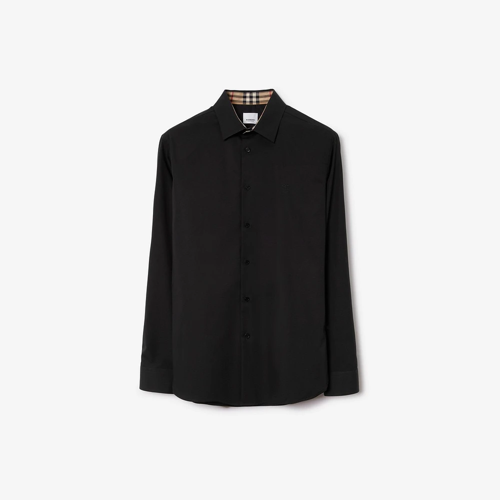 Slim Fit Stretch Cotton Shirt in Black - Men | Burberry® Official