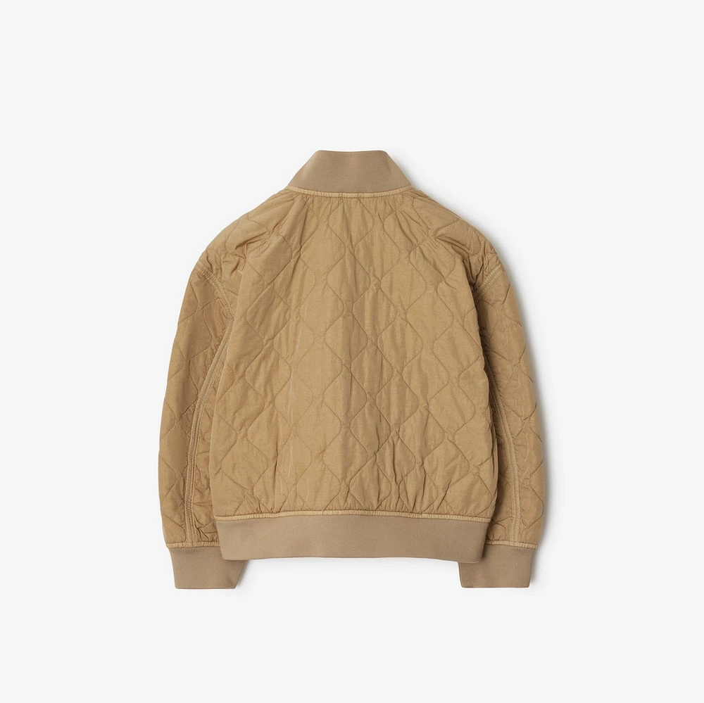 Quilted Nylon Bomber Jacket in Sand | Burberry® Official