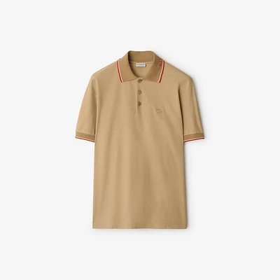 Logo Collar Cotton Polo Shirt in Flax beige - Men | Burberry® Official