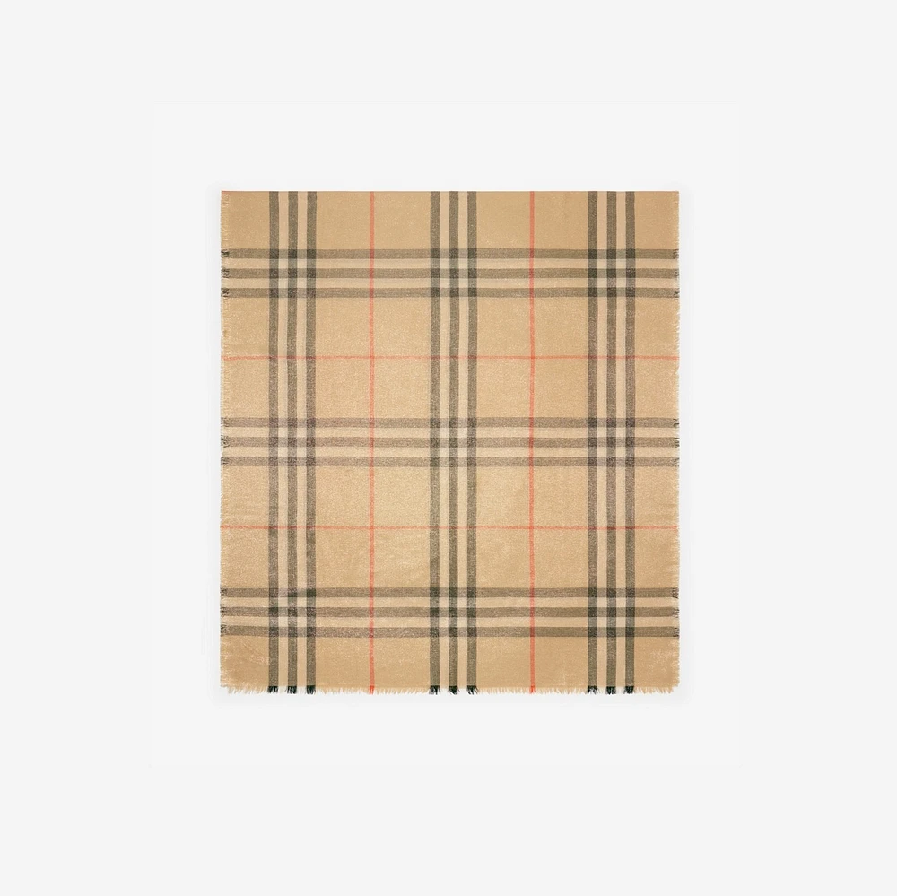 Metallic Wool Silk Scarf in Sand | Burberry® Official