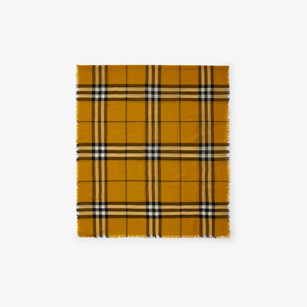 Wide Check Wool Scarf in Teak | Burberry® Official