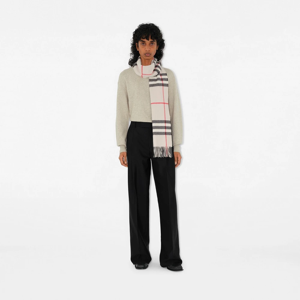 Check Cashmere Scarf in Stone Beige | Burberry® Official