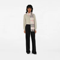 Check Cashmere Scarf in Stone Beige | Burberry® Official