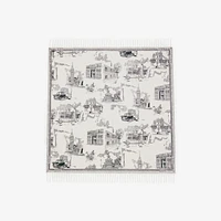 London Landmarks Cashmere Wool Blanket in Monochrome | Burberry® Official