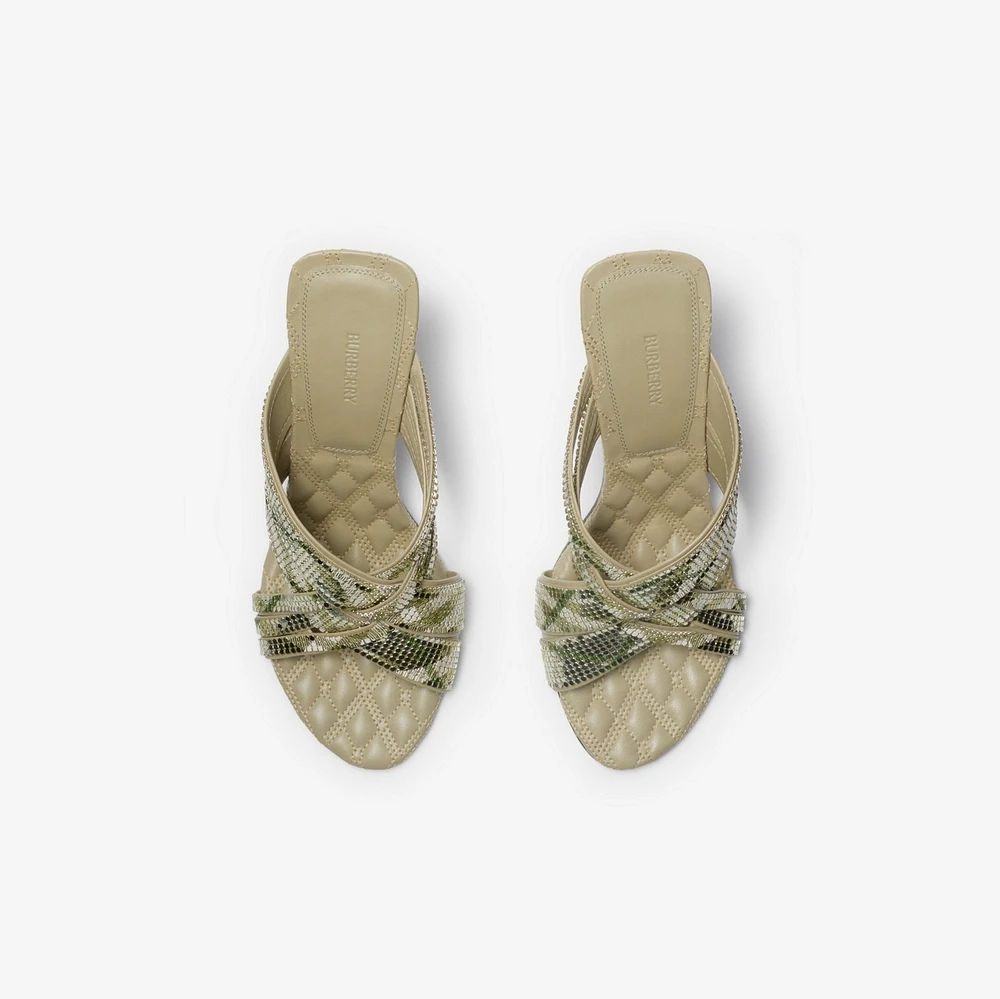 Check Mesh Cabana Maille Mules in Skylark - Women | Burberry® Official