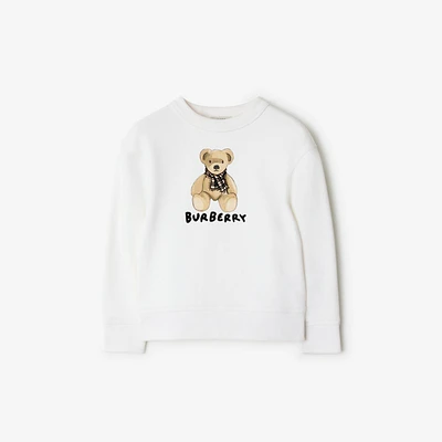 Thomas Bear Cotton Sweatshirt in White | Burberry® Official