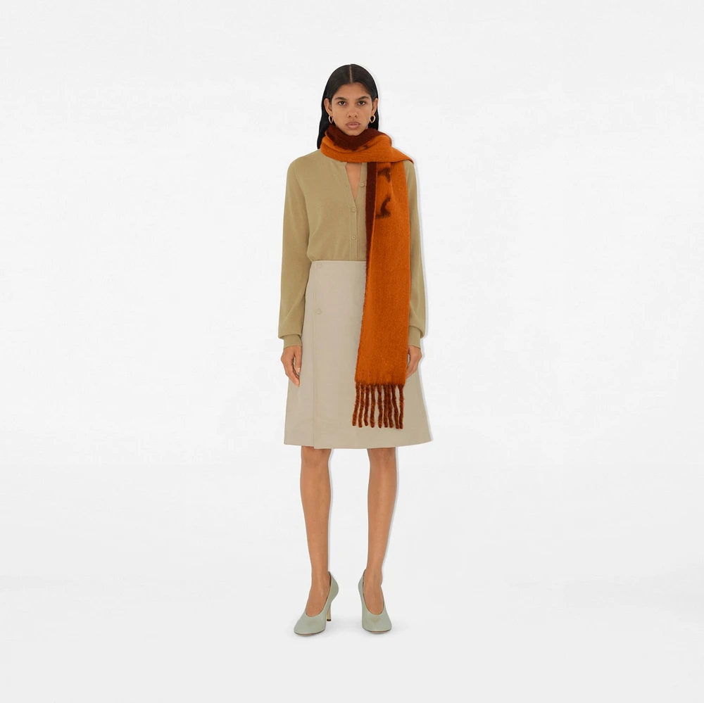 Reversible Logo Alpaca Wool Blend Scarf in Ginger | Burberry® Official