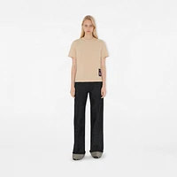 Check Label Cotton T-shirt in Teacup - Women | Burberry® Official